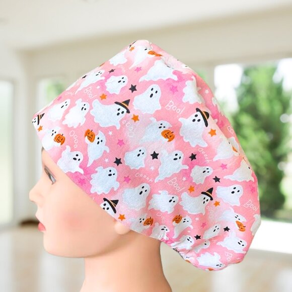 PREMIUM Ghosts and Stars ~Euro Scrub Cap~ Unisex OR, CNA, RN, NP, MD, Vet, Tech - Picture 1 of 5